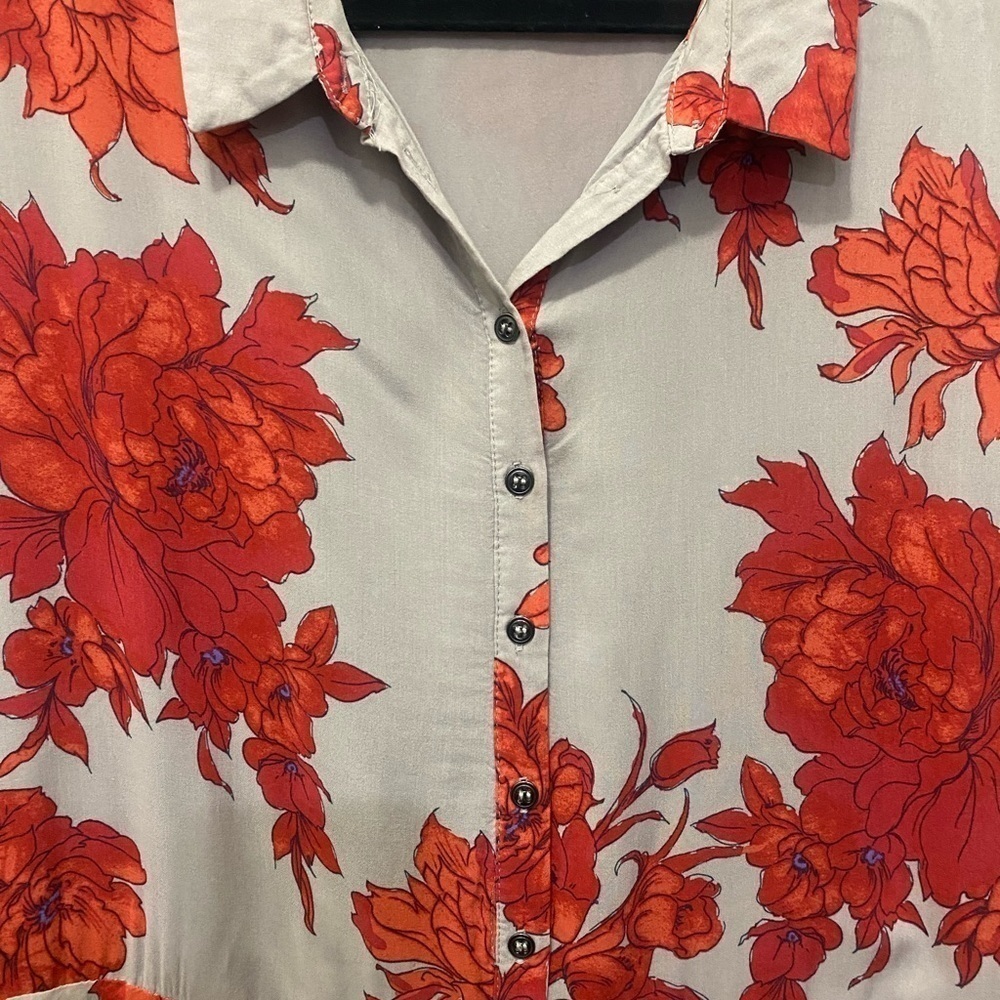 Free People 2 Tier Floral Shirt Dress - Picture 9 of 9